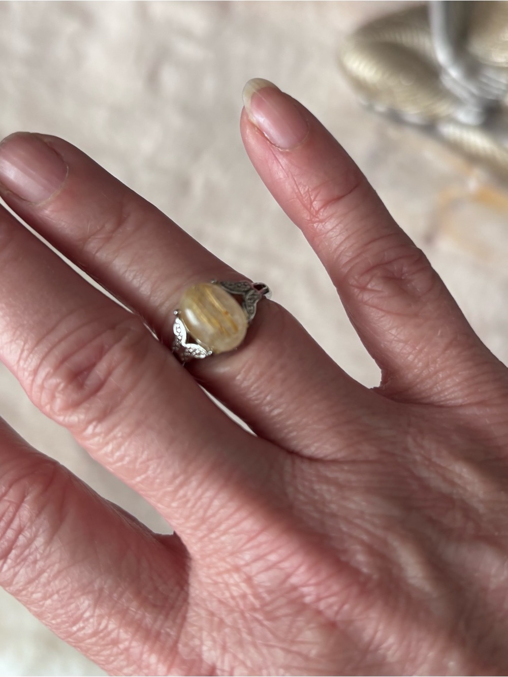 Gold Rutilated Quartz Ring - Picture 3 of 6